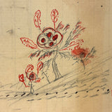 Hen, Rooster, Uncle Dan's Cabin on Reverse: Wonderful 1907 D.B Webber Ink and Graphite Drawing