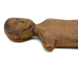 Antique Carved Jig Figure with Wonderful Graphite Drawn Face, Never Any Arms, and Dainty Boots!
