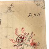Hen, Rooster, Uncle Dan's Cabin on Reverse: Wonderful 1907 D.B Webber Ink and Graphite Drawing