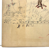 Hen, Rooster, Uncle Dan's Cabin on Reverse: Wonderful 1907 D.B Webber Ink and Graphite Drawing