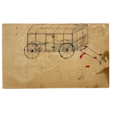 Hen, Rooster, Uncle Dan's Cabin on Reverse: Wonderful 1907 D.B Webber Ink and Graphite Drawing