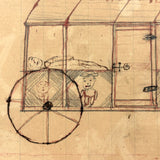 Hen, Rooster, Uncle Dan's Cabin on Reverse: Wonderful 1907 D.B Webber Ink and Graphite Drawing