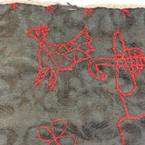 Charming Antique Embroidered Quilt Block with Bird and Pointing Hand