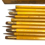 Yellow and More Yellow: Perfectly Sharpened Mixed Lot of Drawing Pencils in Compton Box