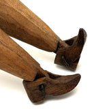 Antique Carved Jig Figure with Wonderful Graphite Drawn Face, Never Any Arms, and Dainty Boots!