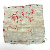 Charming Antique Embroidered Quilt Block with Bird and Pointing Hand