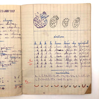 1930s-1960s French School Notebooks with Maps, Drawings, Penmanship - Lot of Three