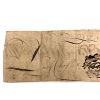 19th C. Calligraphic Ink Drawing of "The Dragon" on Laid Paper