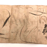 19th C. Calligraphic Ink Drawing of "The Dragon" on Laid Paper