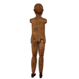 Antique Carved Jig Figure with Wonderful Graphite Drawn Face, Never Any Arms, and Dainty Boots!