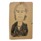 Man in Black Coat with Stubble: Wonderful 1907 D.B Webber Ink Drawing
