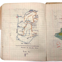 1930s-1960s French School Notebooks with Maps, Drawings, Penmanship - Lot of Three
