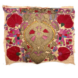 Elaborately Hand-Embroidered Panel with Metallic Thread, Presumed Antique Greek Ottoman (Epirus)