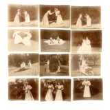 Group of 12 Antique Miniature Photos of Two Young Women in Garden