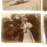Group of 12 Antique Miniature Photos of Two Young Women in Garden