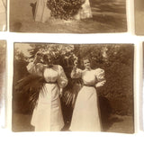 Group of 12 Antique Miniature Photos of Two Young Women in Garden