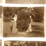 Group of 12 Antique Miniature Photos of Two Young Women in Garden