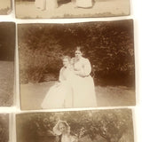 Group of 12 Antique Miniature Photos of Two Young Women in Garden
