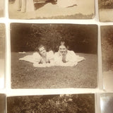 Group of 12 Antique Miniature Photos of Two Young Women in Garden