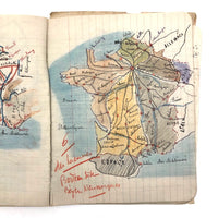 1930s-1960s French School Notebooks with Maps, Drawings, Penmanship - Lot of Three
