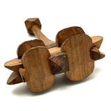 Lovely Antique Folk Art Interlocking Bits Whimsy Rattle with Gentle Rattle and Faceted Handle