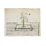 Two Ducks with Tree in Walled Garden: Wonderful 1907 D.B Webber Ink Drawing on Card