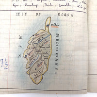 1930s-1960s French School Notebooks with Maps, Drawings, Penmanship - Lot of Three