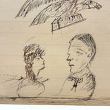 Fish, Roosters, Eagle, Rabbit, Faces: Wonderful 1907 D.B Webber Ink Drawing
