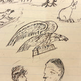 Fish, Roosters, Eagle, Rabbit, Faces: Wonderful 1907 D.B Webber Ink Drawing