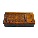 SOLD Gorgeous c. 1870s Very Finely Carved Slide Lid, Three Compartment Box of One Piece of Wood, British