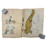 Walter Easton's Most Wonderful Mid 19th Century Handmade Booklet of Naive Graphite and Watercolor Drawings