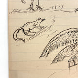 Fish, Roosters, Eagle, Rabbit, Faces: Wonderful 1907 D.B Webber Ink Drawing