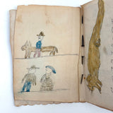 Walter Easton's Most Wonderful Mid 19th Century Handmade Booklet of Naive Graphite and Watercolor Drawings