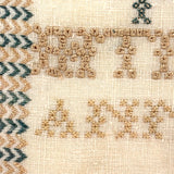 Very Fine Antique Dutch Silk on Linen Darning Sampler with Golden Threads, 1816, Professionally Framed as Found