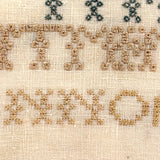 Very Fine Antique Dutch Silk on Linen Darning Sampler with Golden Threads, 1816, Professionally Framed as Found