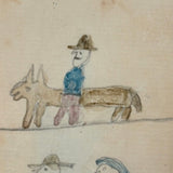 Walter Easton's Most Wonderful Mid 19th Century Handmade Booklet of Naive Graphite and Watercolor Drawings