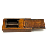 SOLD Gorgeous c. 1870s Very Finely Carved Slide Lid, Three Compartment Box of One Piece of Wood, British
