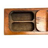 SOLD Gorgeous c. 1870s Very Finely Carved Slide Lid, Three Compartment Box of One Piece of Wood, British