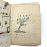 Walter Easton's Most Wonderful Mid 19th Century Handmade Booklet of Naive Graphite and Watercolor Drawings