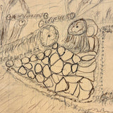 Man on Log Bridge with Assorted Onlookers: Wonderful 1907 D.B Webber Ink and Graphite Drawing