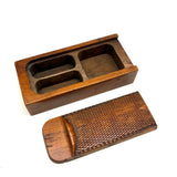 SOLD Gorgeous c. 1870s Very Finely Carved Slide Lid, Three Compartment Box of One Piece of Wood, British