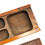 SOLD Gorgeous c. 1870s Very Finely Carved Slide Lid, Three Compartment Box of One Piece of Wood, British