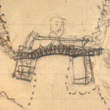 Man on Log Bridge with Assorted Onlookers: Wonderful 1907 D.B Webber Ink and Graphite Drawing