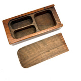 SOLD Gorgeous c. 1870s Very Finely Carved Slide Lid, Three Compartment Box of One Piece of Wood, British