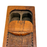 SOLD Gorgeous c. 1870s Very Finely Carved Slide Lid, Three Compartment Box of One Piece of Wood, British