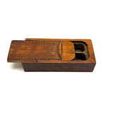 SOLD Gorgeous c. 1870s Very Finely Carved Slide Lid, Three Compartment Box of One Piece of Wood, British