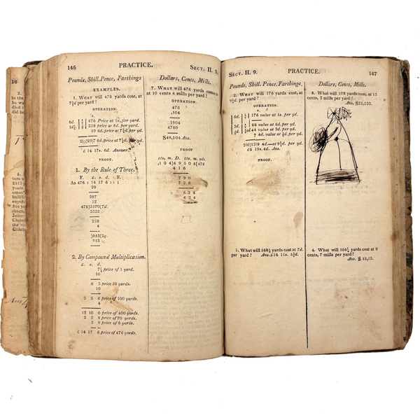 Steal Not This Book My Little Friend, 1808 Scholar's Arithmetic with Ink Drawn Ladies and More
