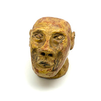 Soulful, Intense Yellow Glazed Hand-Sculpted Clay Head