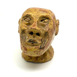 Soulful, Intense Yellow Glazed Hand-Sculpted Clay Head