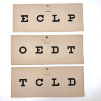 Snellen Vision Testing Cards Set for Railway, Marine and School Exams, Early 20th C.